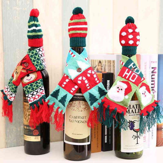 Christmas Hat and Scarf Wine Bottle Decoration - AFFORDABLE MARKET