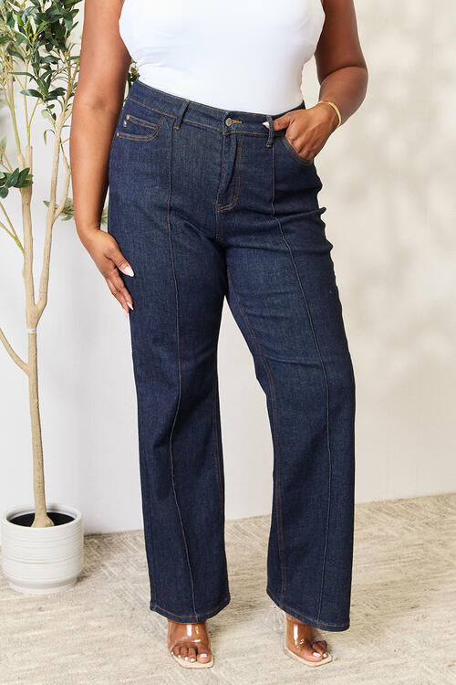 Judy Blue Full Size High Waist Wide Leg Jeans - AFFORDABLE MARKET