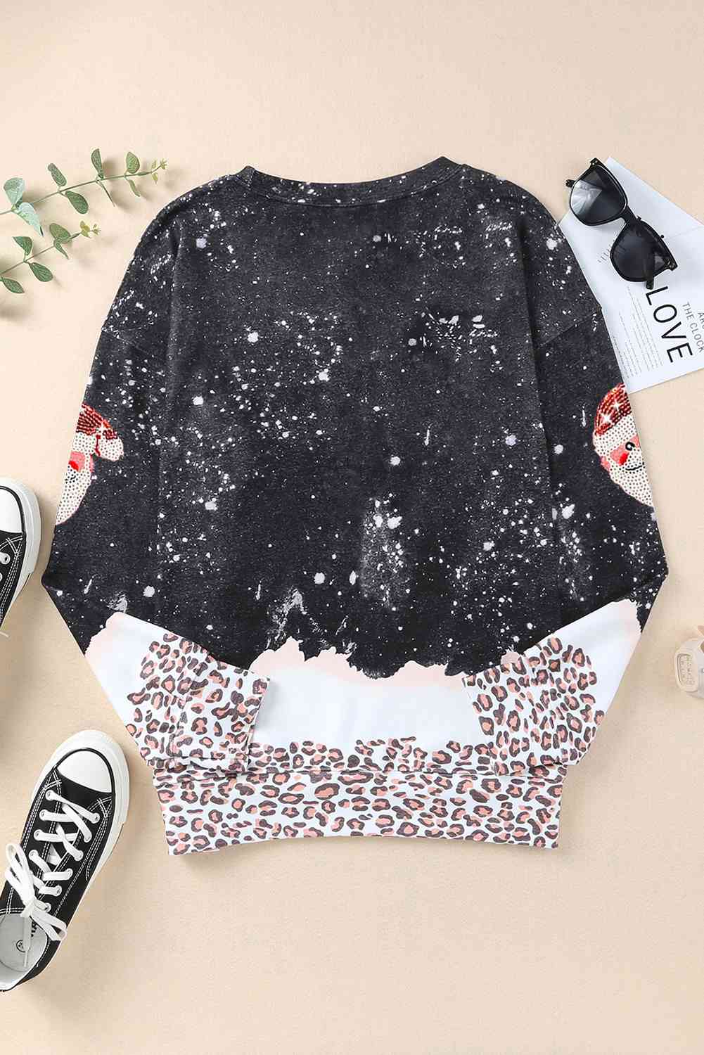 Sequin Patch Christmas Element Sweatshirt - AFFORDABLE MARKET