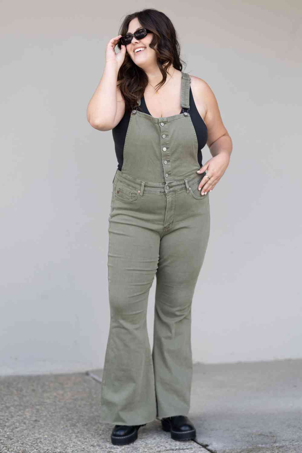 Judy Blue Full Size Kelsey Flare Tummy Control Overalls - AFFORDABLE MARKET