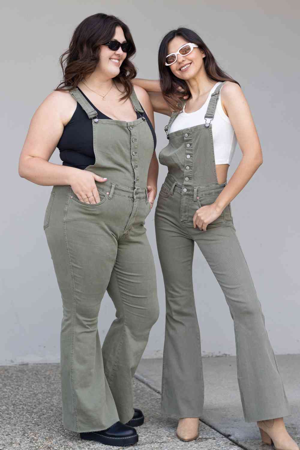 Judy Blue Full Size Kelsey Flare Tummy Control Overalls - AFFORDABLE MARKET