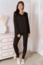 Basic Bae Full Size V-Neck Soft Rayon Long Sleeve Top and Pants Lounge Set - AFFORDABLE MARKET