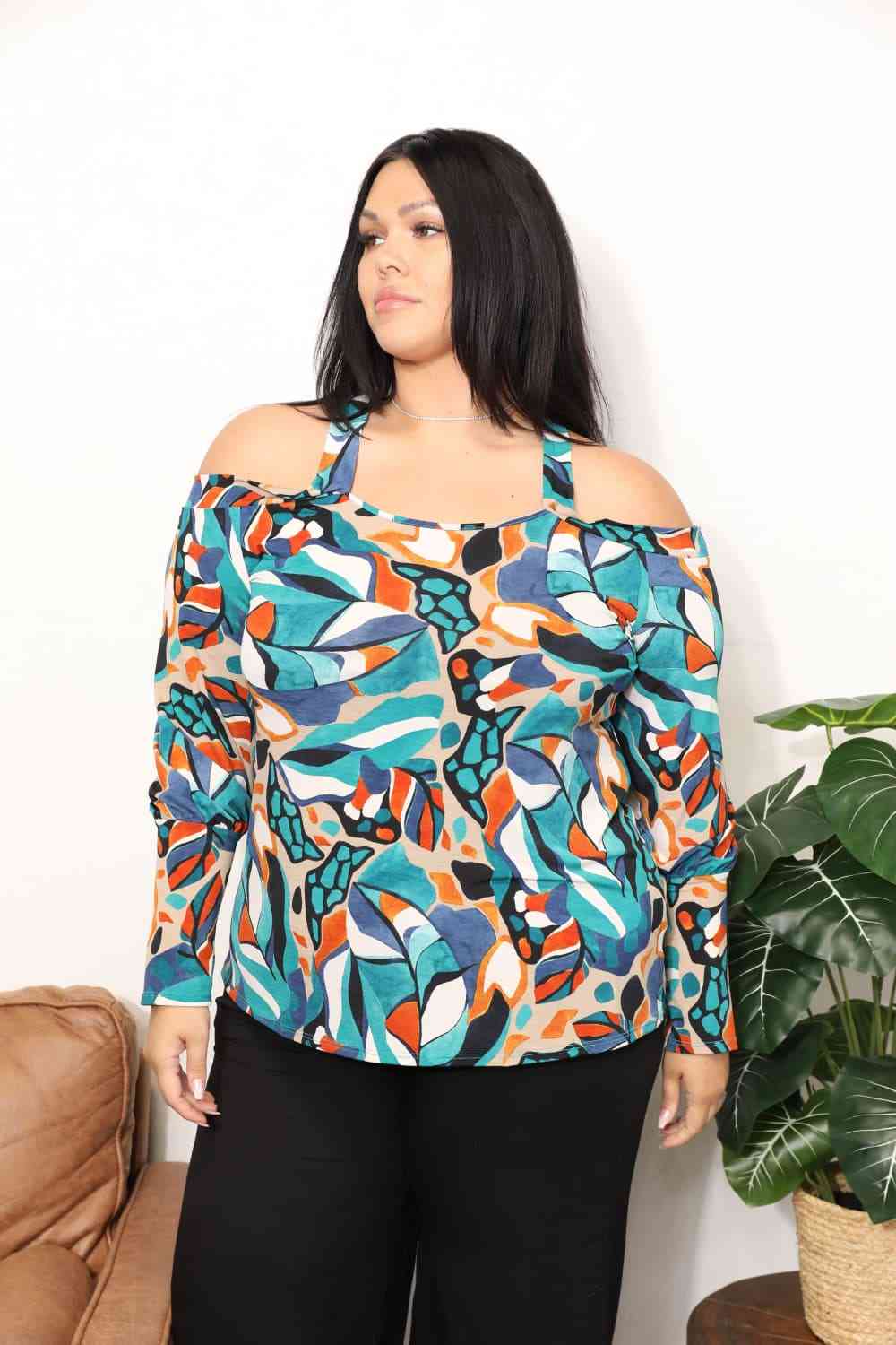 Sew In Love  Full Size High Neck Off Shoulder Criss Cross Top - AFFORDABLE MARKET