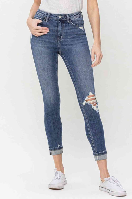 Vervet by Flying Monkey Teagan Full Size High Rise Cropped Skinny Jeans - AFFORDABLE MARKET