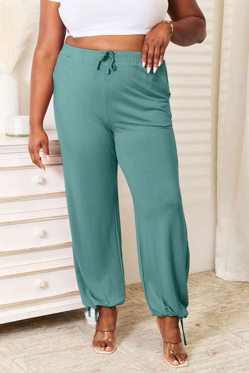 Basic Bae Full Size Soft Rayon Drawstring Waist Pants with Pockets - AFFORDABLE MARKET