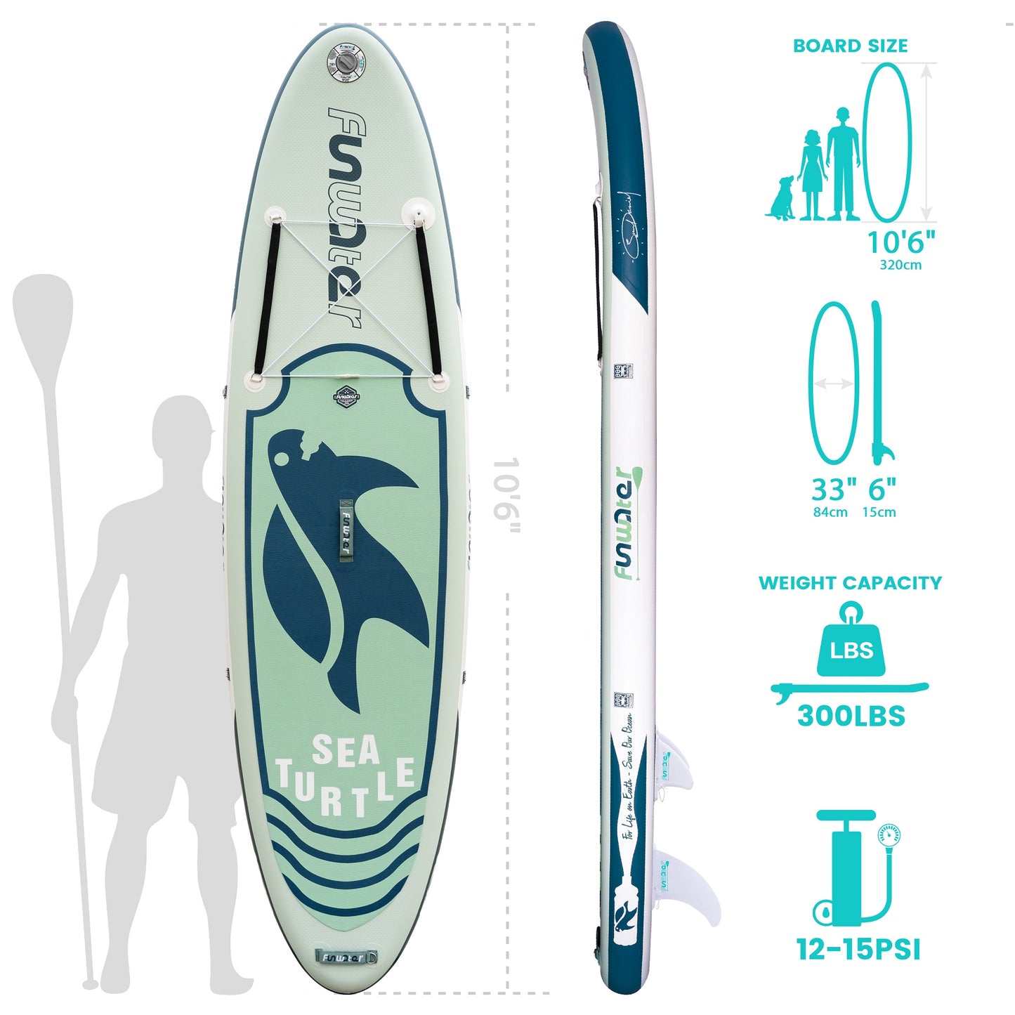 FUNWATER OEM 10'6" Paddle surfing board inflatable sup paddleboard surfboard sup - AFFORDABLE MARKET