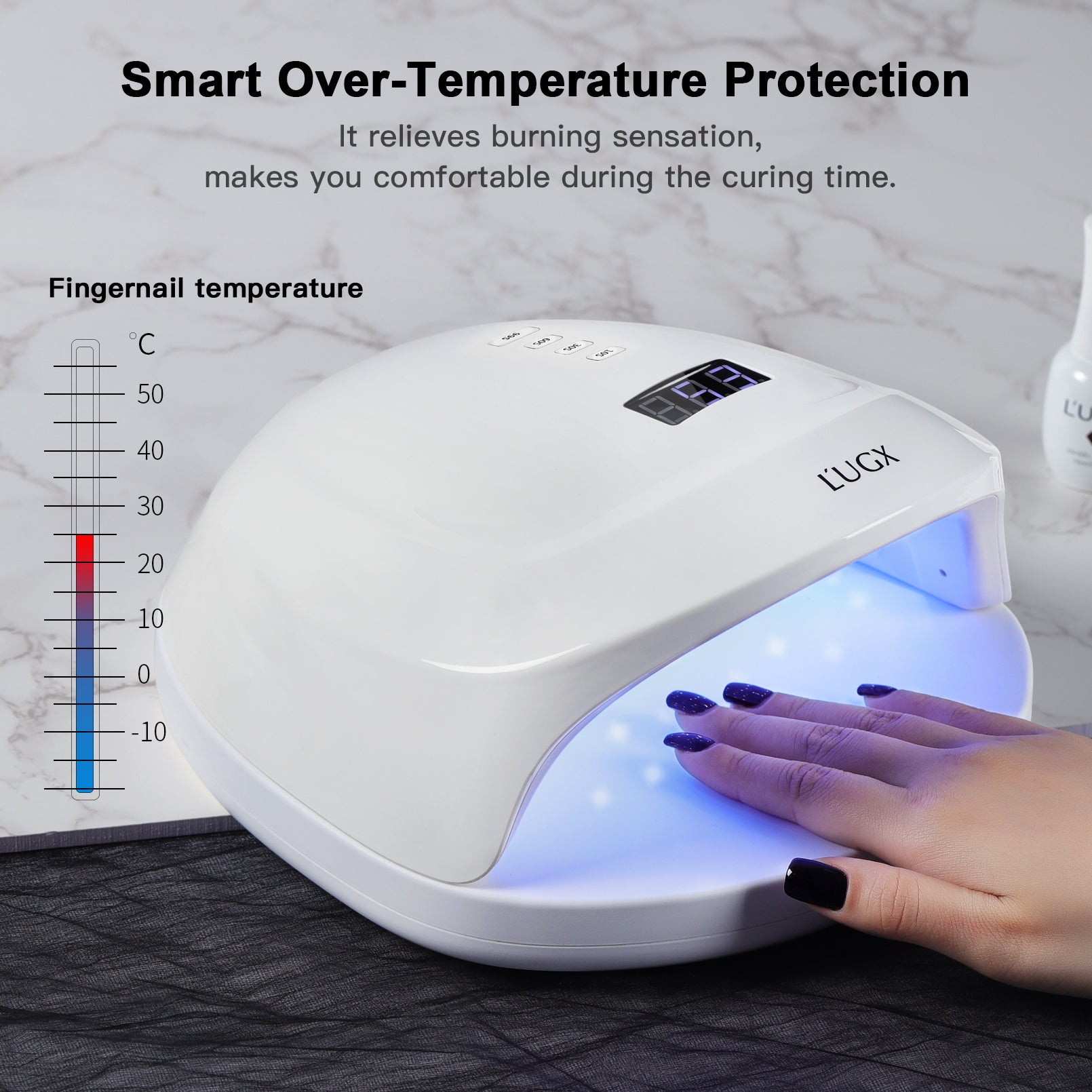 L'UGX quick drying UV nail lamp 60W wireless nail dryer for 2 hands double-handed led nail lamp - AFFORDABLE MARKET