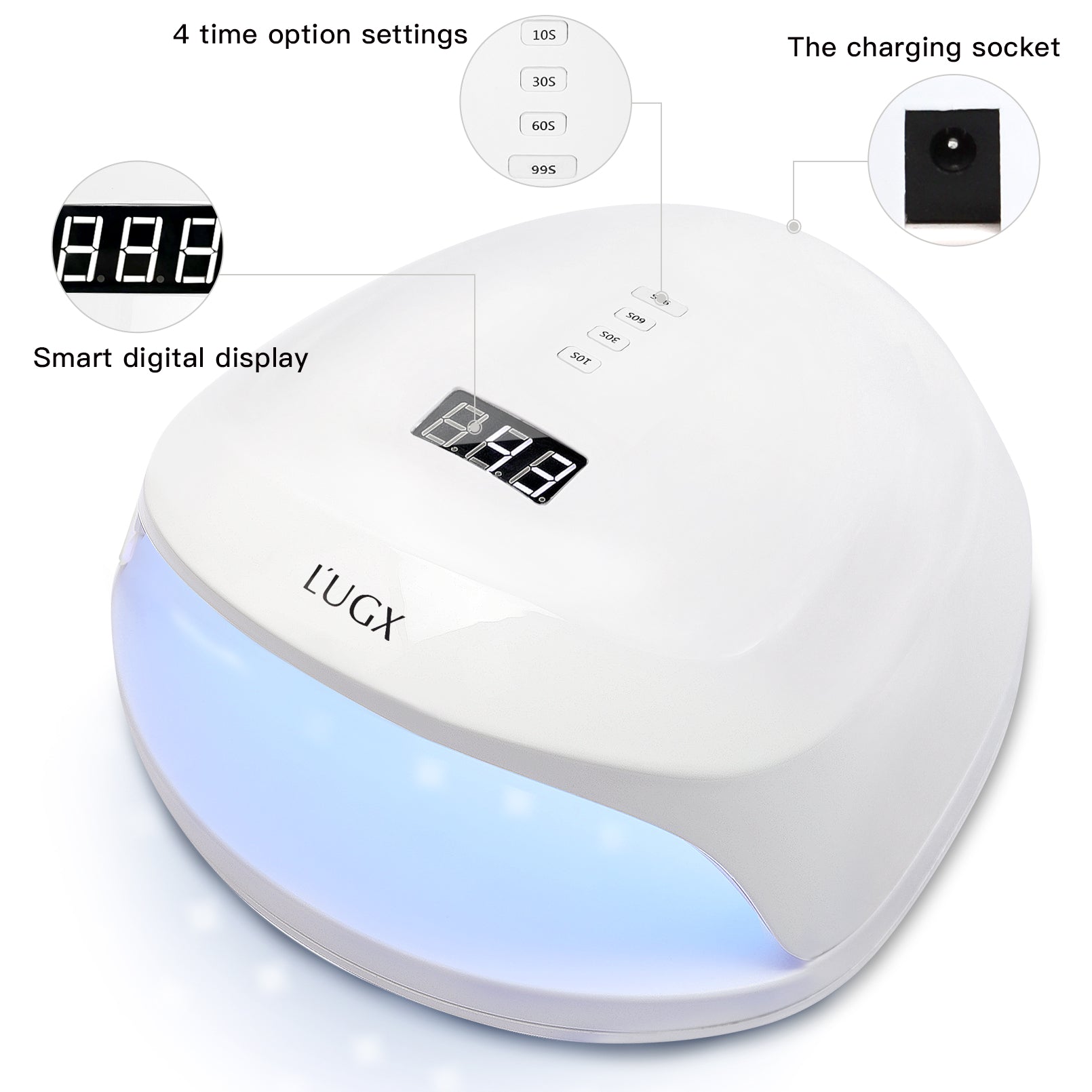 L'UGX quick drying UV nail lamp 60W wireless nail dryer for 2 hands double-handed led nail lamp - AFFORDABLE MARKET