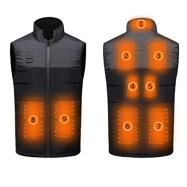 9 Heating Zone Body Warmer Patchwork Sleeveless Waistcoat Thermal Clothes For Women Camping Hiking Heated Vest With Battery Pack - AFFORDABLE MARKET