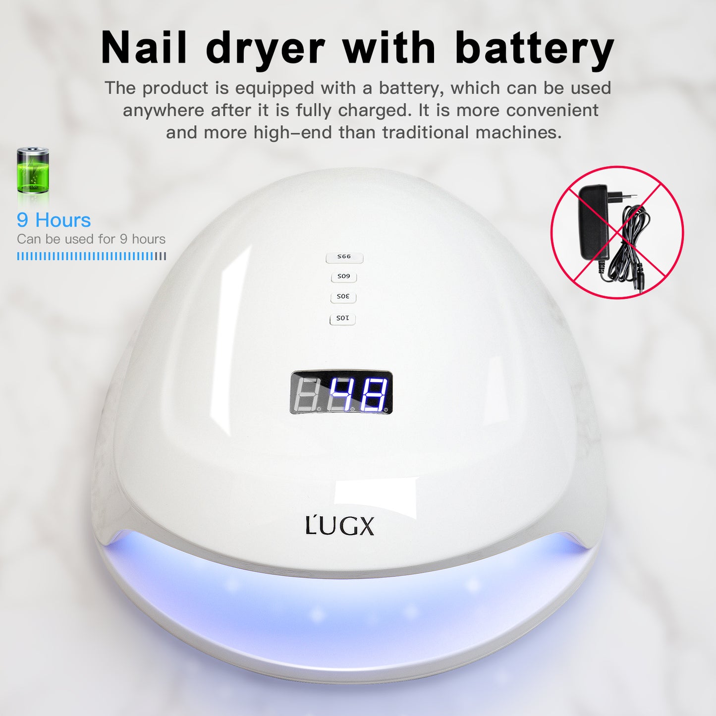 L'UGX quick drying UV nail lamp 60W wireless nail dryer for 2 hands double-handed led nail lamp - AFFORDABLE MARKET