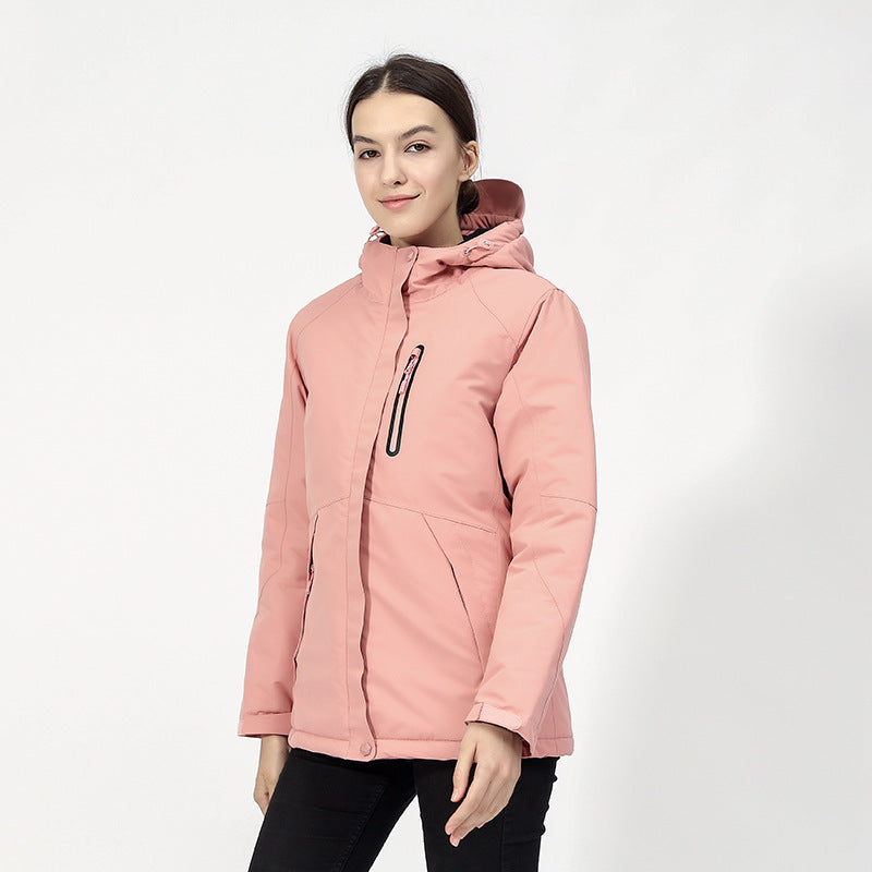 Women outdoor Intelligent clothes padded cotton USB electrically heated jacket windbreaker waterproof heating jacket - AFFORDABLE MARKET