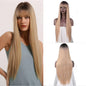 Vigorous Long Straight Black Wig Lace Heat Resistant Synthetic Wig With Bangs Natural Hair Wig for Black Women - AFFORDABLE MARKET