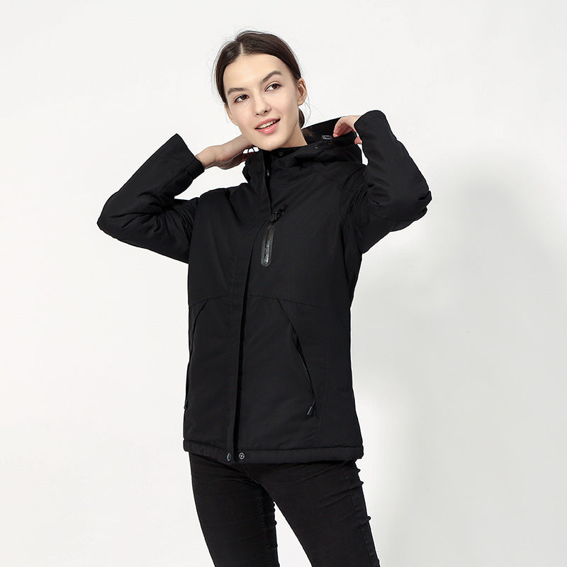 Women outdoor Intelligent clothes padded cotton USB electrically heated jacket windbreaker waterproof heating jacket - AFFORDABLE MARKET