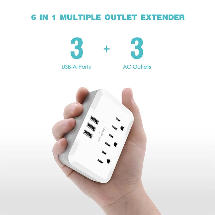 NEW Product Many 3 AC Outlets and 3 USB Ports US Multi Plug Outlet Extender Ports Wall Socket socket plug power strip - AFFORDABLE MARKET
