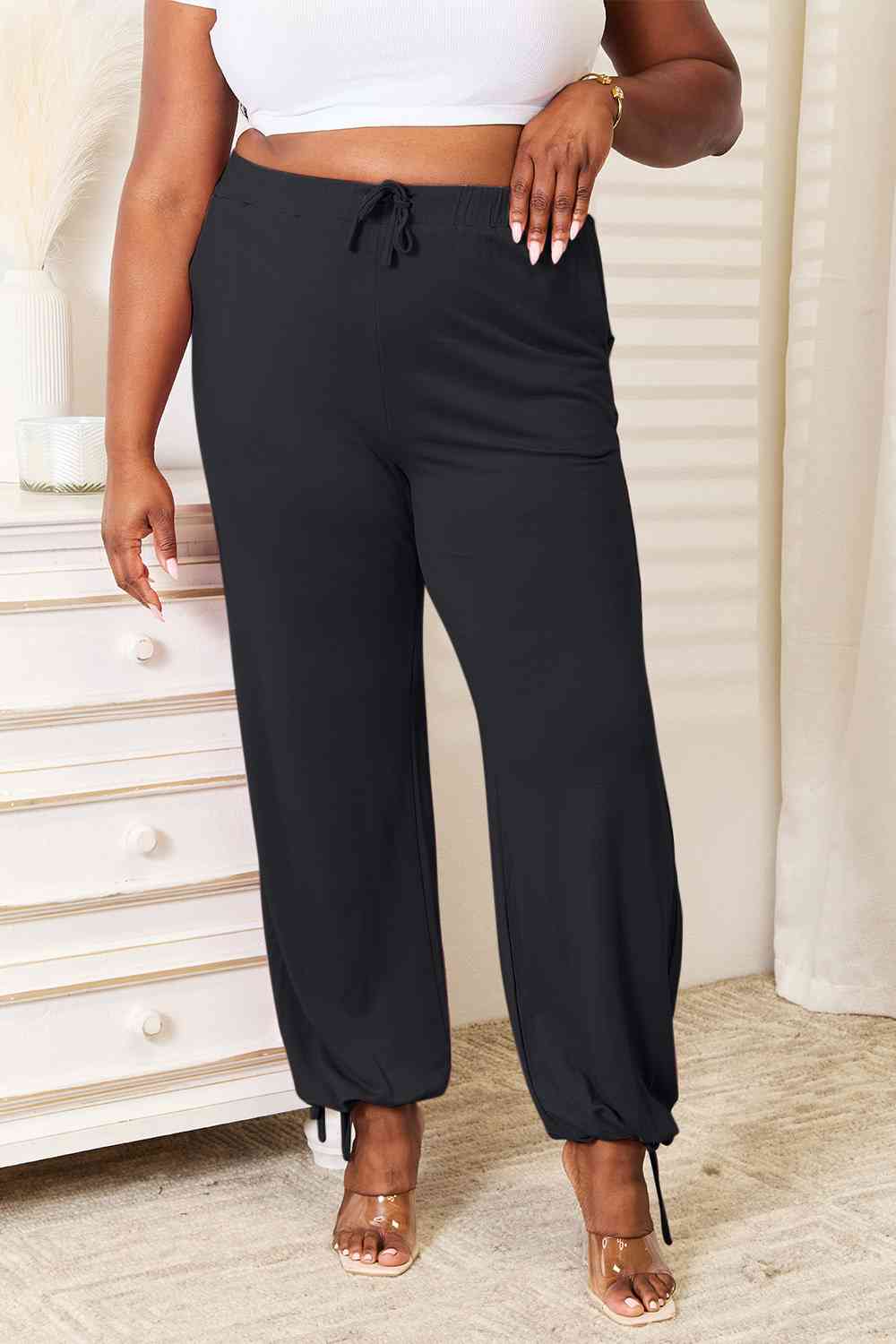 Basic Bae Full Size Soft Rayon Drawstring Waist Pants with Pockets - AFFORDABLE MARKET