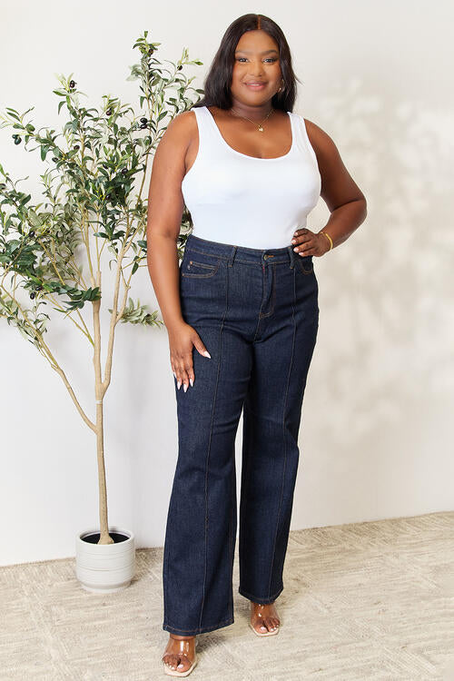 Judy Blue Full Size High Waist Wide Leg Jeans - AFFORDABLE MARKET