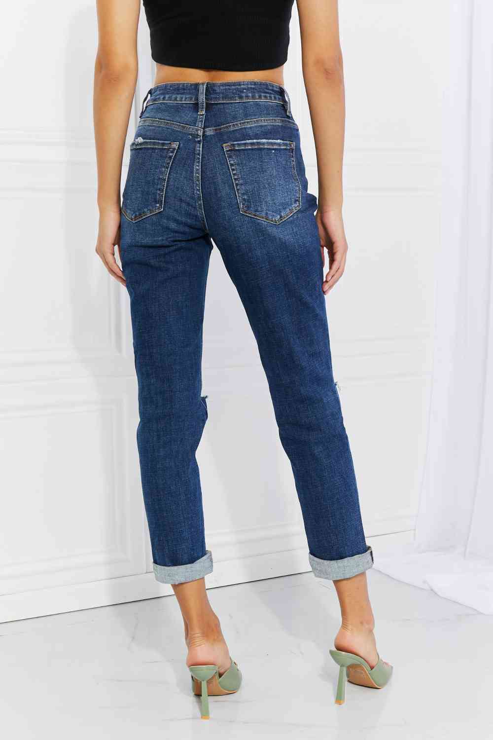 Vervet by Flying Monkey Full Size Distressed Cropped Jeans with Pockets - AFFORDABLE MARKET