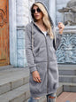 Double Take Full Size Zip-Up Longline Hoodie with Pockets - AFFORDABLE MARKET