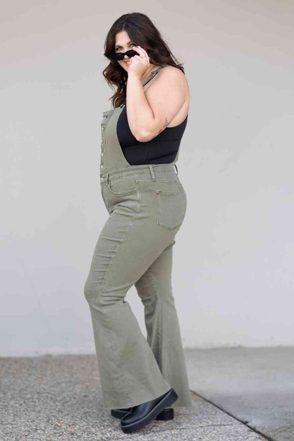 Judy Blue Full Size Kelsey Flare Tummy Control Overalls - AFFORDABLE MARKET