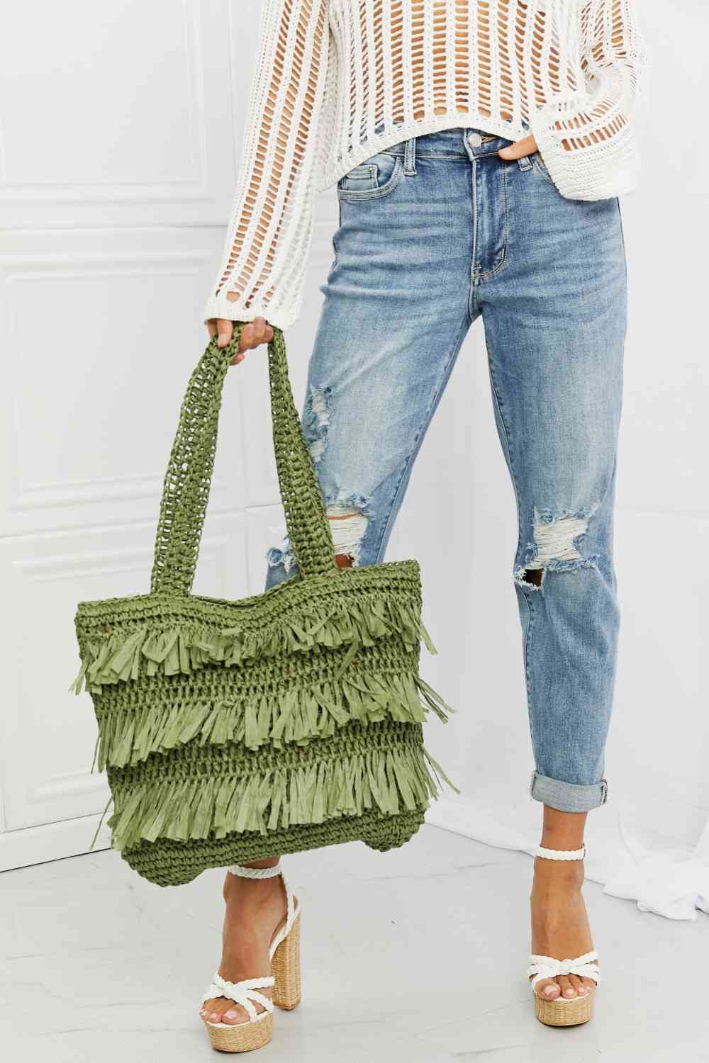 Fame The Last Straw Fringe Straw Tote Bag - AFFORDABLE MARKET