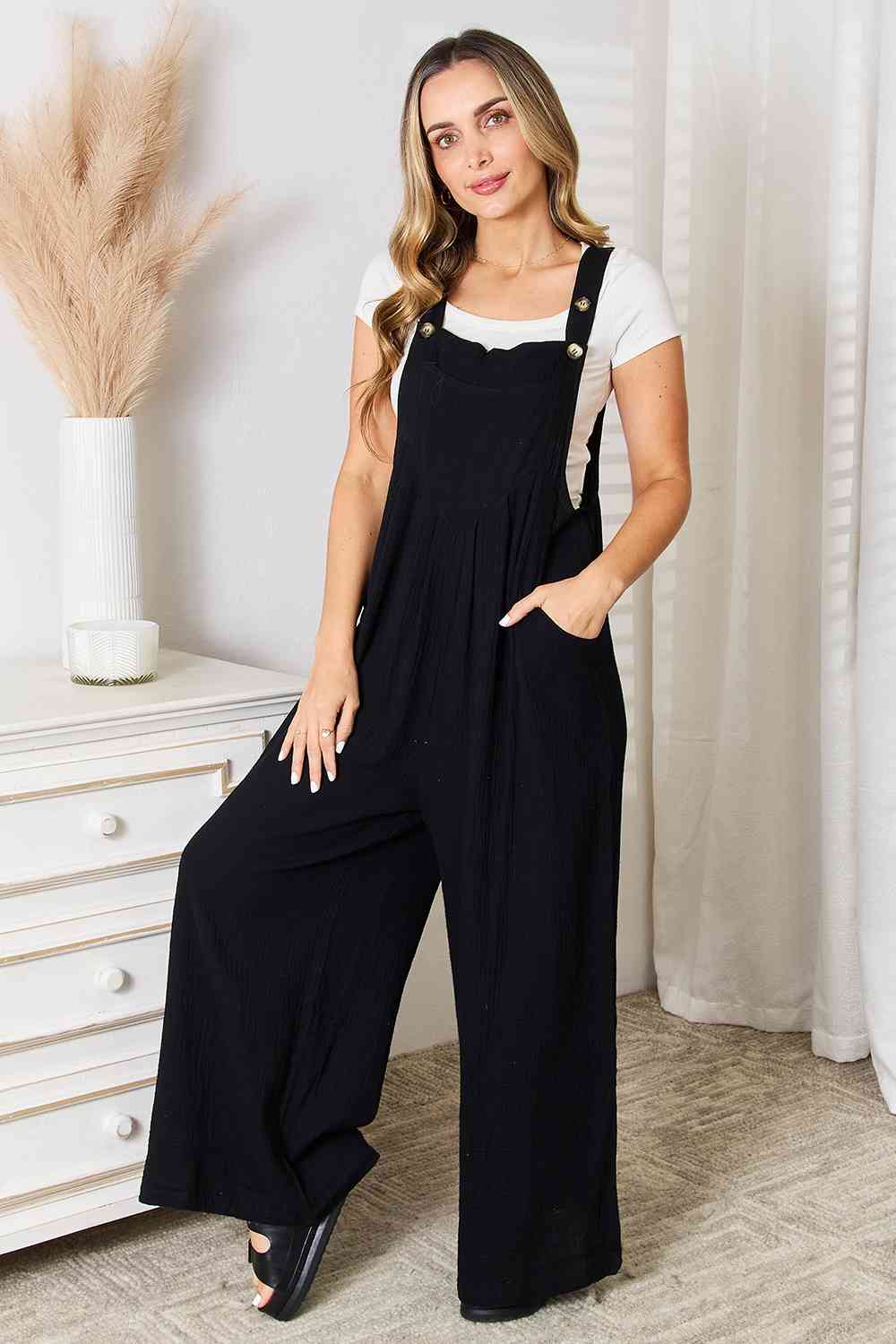 Basic Bae Wide Leg Overalls with Pockets - AFFORDABLE MARKET