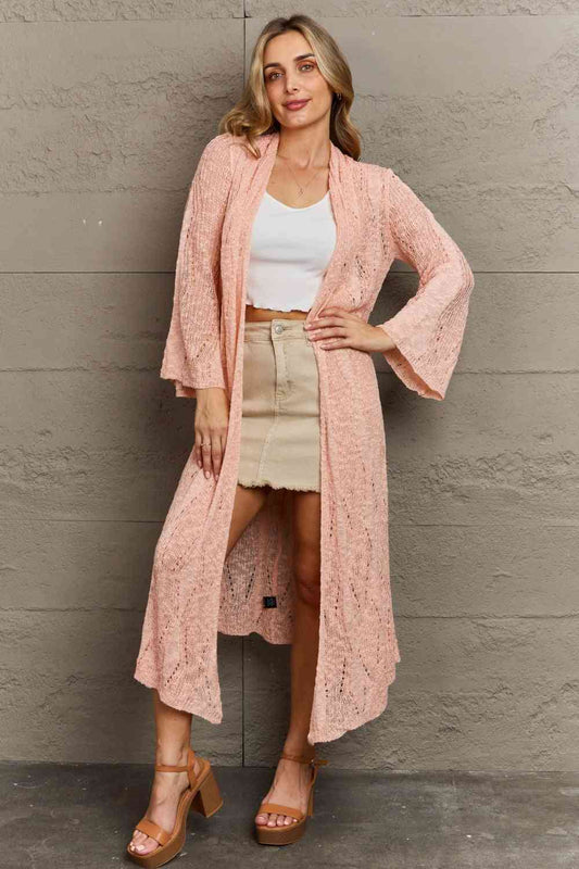 POL You Make Me Blush Open Front Maxi Cardigan - AFFORDABLE MARKET