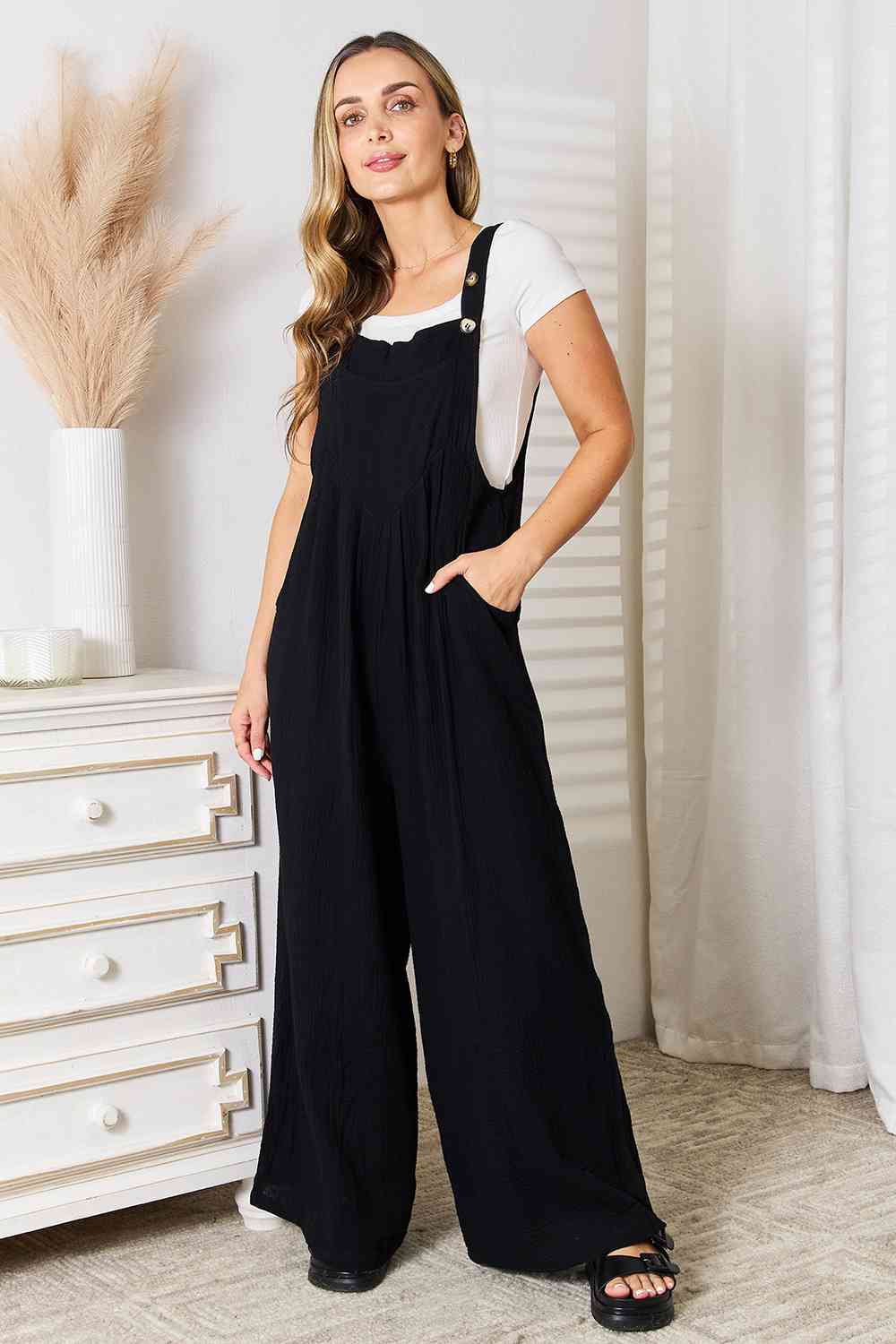 Basic Bae Wide Leg Overalls with Pockets - AFFORDABLE MARKET